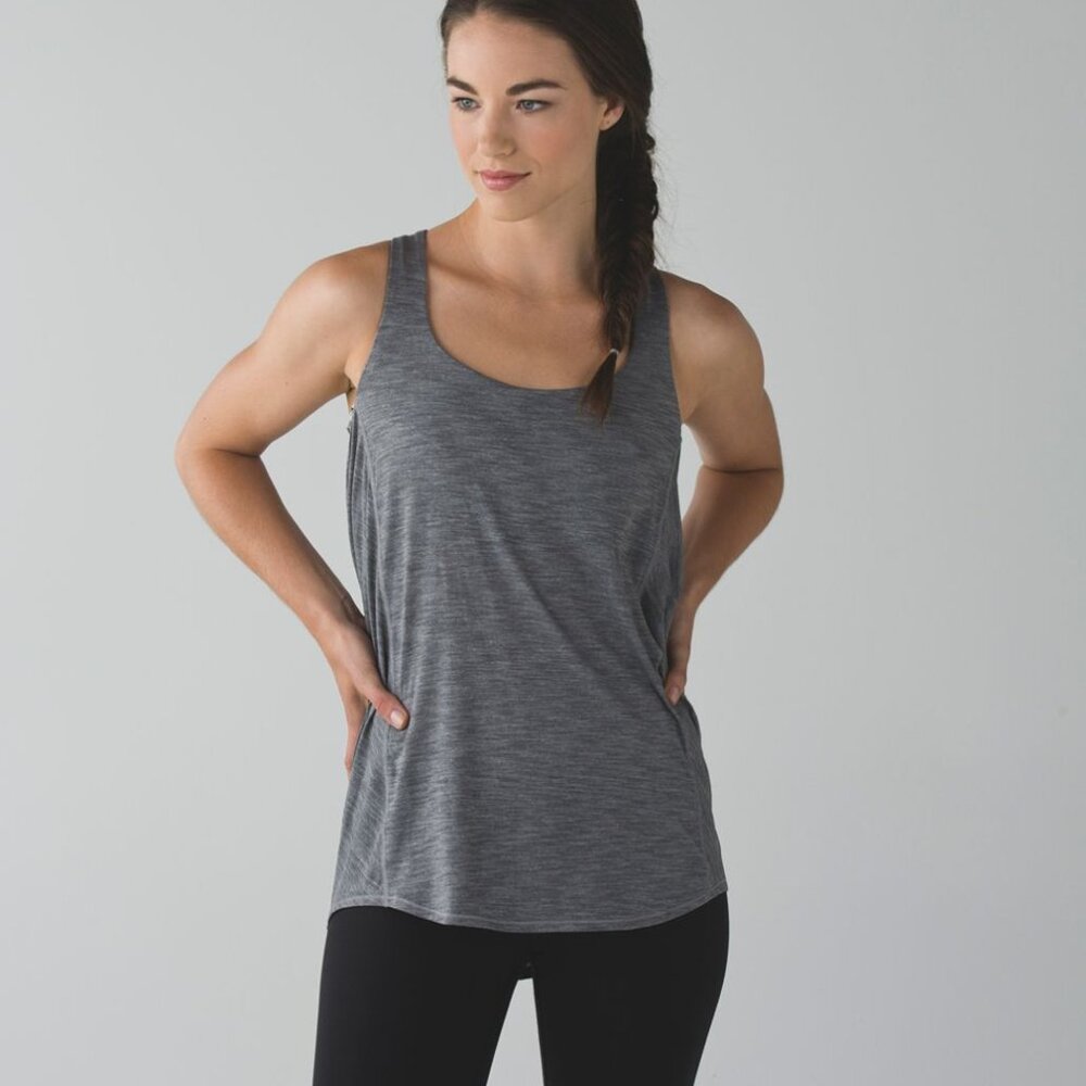 Lululemon Wild Tank Top Gray Size 6 Slate / Black/ Yellow